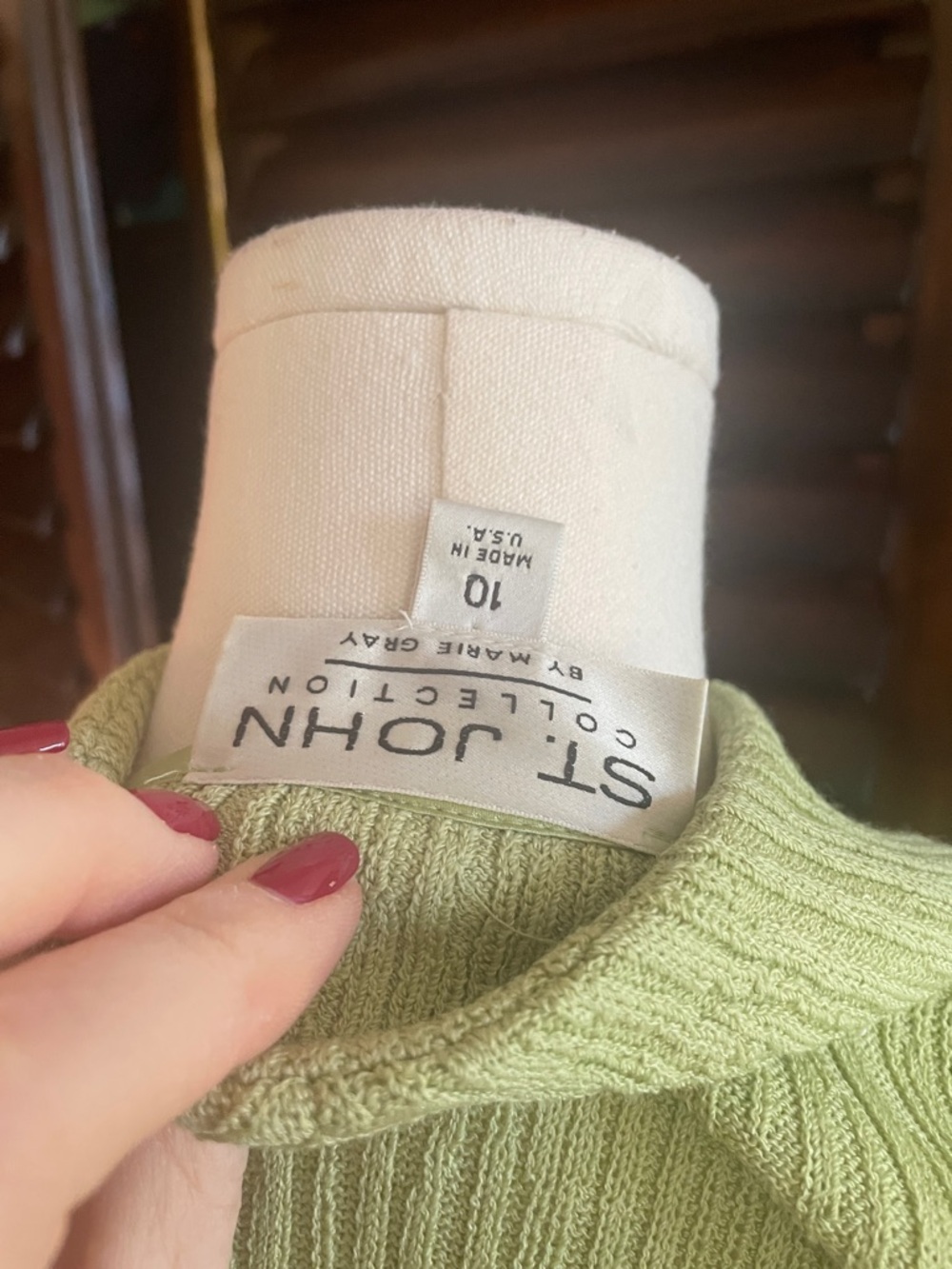 St John Ribbed Long Cardigan with Black Trim Gold Logo Buttons Size 10 - Picture 13 of 15